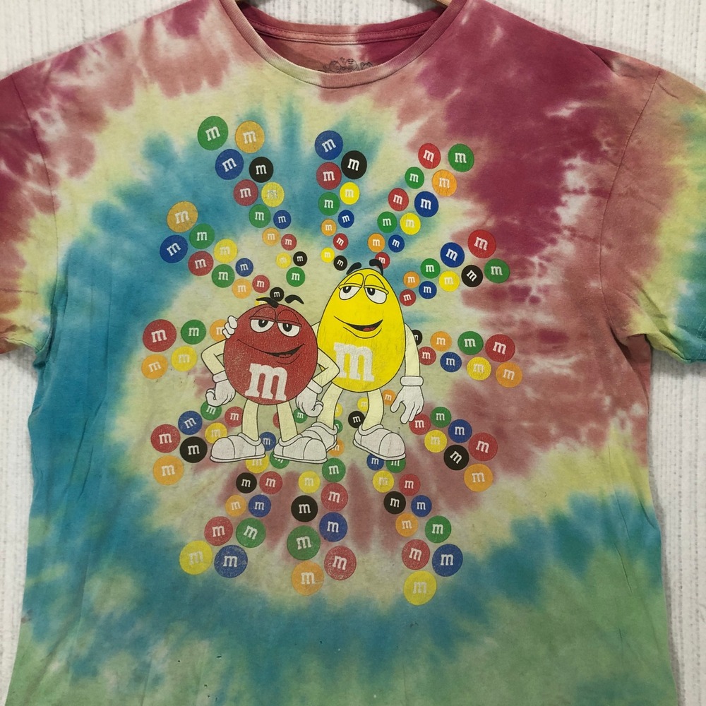 M&Ms Tie Dye Graphic T-Shirt Mens 2X Official Licensed Rainbow Candy Tee